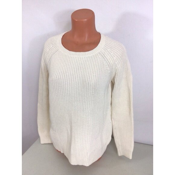 LL Bean Ivory Fisherman Sweater Womens Medium - Picture 7 of 7